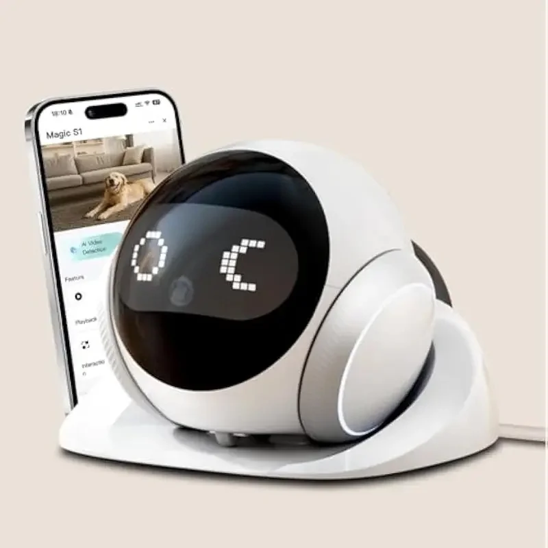 Movable Indoor Pet Robot Camera with Auto‑Recharge Dock, Smart App Control, 2‑Way Audio & IR Night Vision, Mobile Home Surveilla