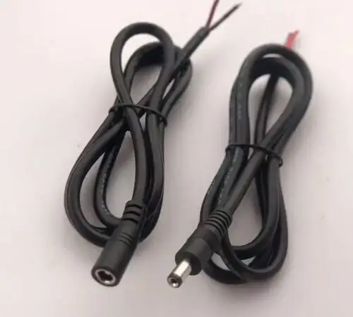 Pure Copper High Power DC Male Female Plug Wire DC 5.5*2.5MM 2.1MM Connecting Wire 14AWG 15A 180W For Extendsion Cord Single