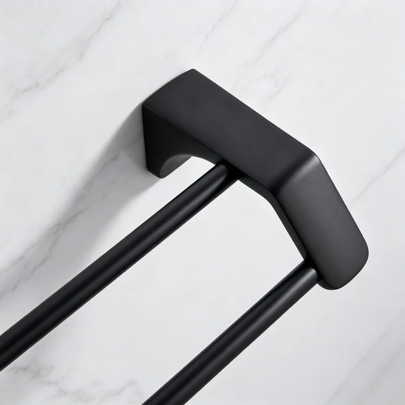 Black Plated Wall Mounted Stainless Steel Double Towel Bars Bathroom Towel Hanger Bathroom Accessories Towel Rack