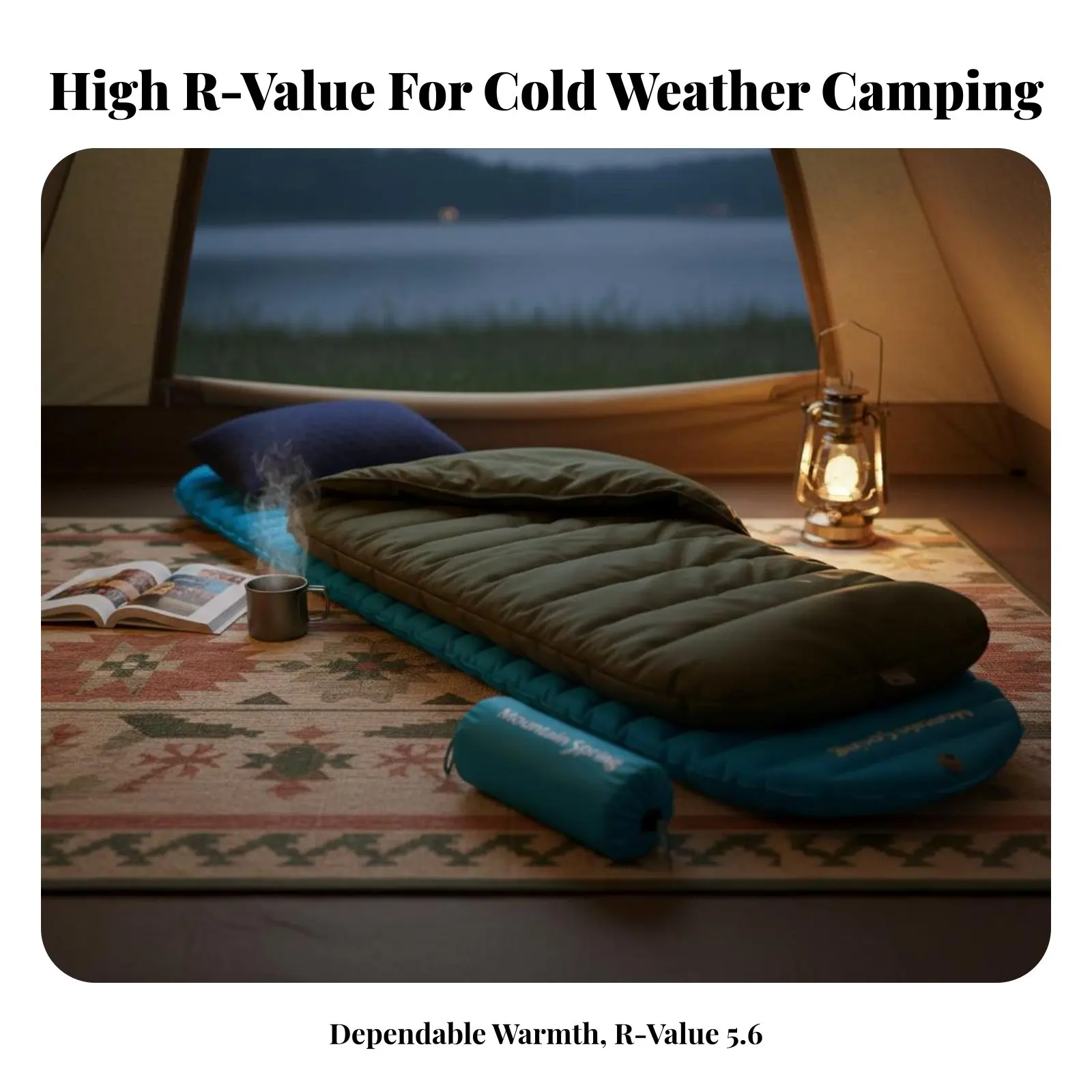 

Inflatable Sleeping Pad, R6M Extra, High R-Value 5.6, Outdoor Hiking Camping Mattress, Lightweight, Space-Saving, 7cm Thick, Bay