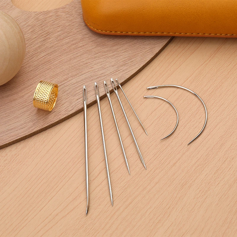 KRABALL Leather Sewing Steel Large Eye Needles Kit Stitching C-Shape Curved Mattress Needles For Hand Repair Sewing Tools Set