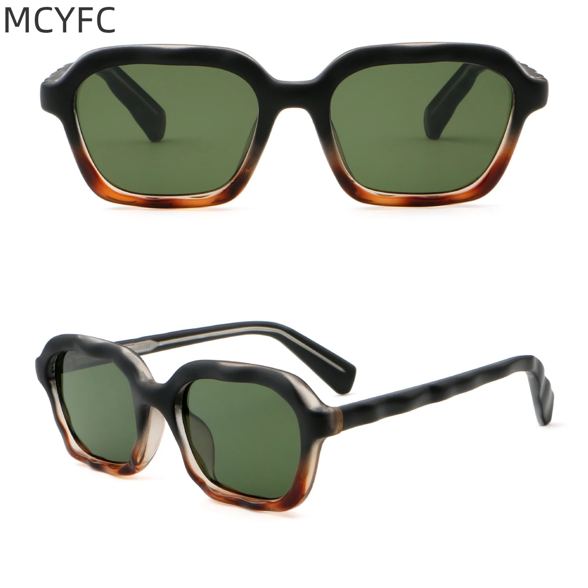 MCYFC Retro Square Sunglasses for Men Wave Inspiration Custome PC Material UV380 Lens Eyeglasses for Women Out Door Sun Glasses