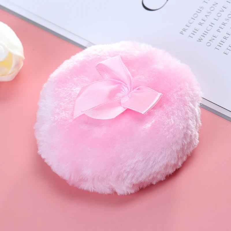 1pcs Round Bowknot Powder Puff Soft Plush Skin Care Tool Beauty Makeup Sponge Professional Baby Prickly Heat Powder Puff