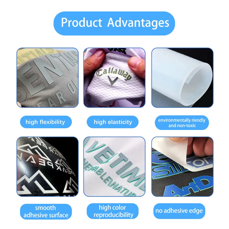 100pcs Custom 3D Silicone Labels for Clothing Iron-on Heat Transfer Stickers for Garment