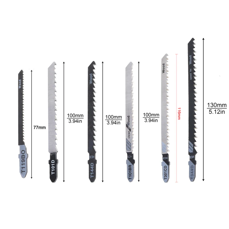Set di 5 lame per seghetto alternativo T344D/T144D/T301CD seghetto alternativo in acciaio ad alto tenore di carbonio lama per sega a taglio rapido per utensili manuali per legno/tavola