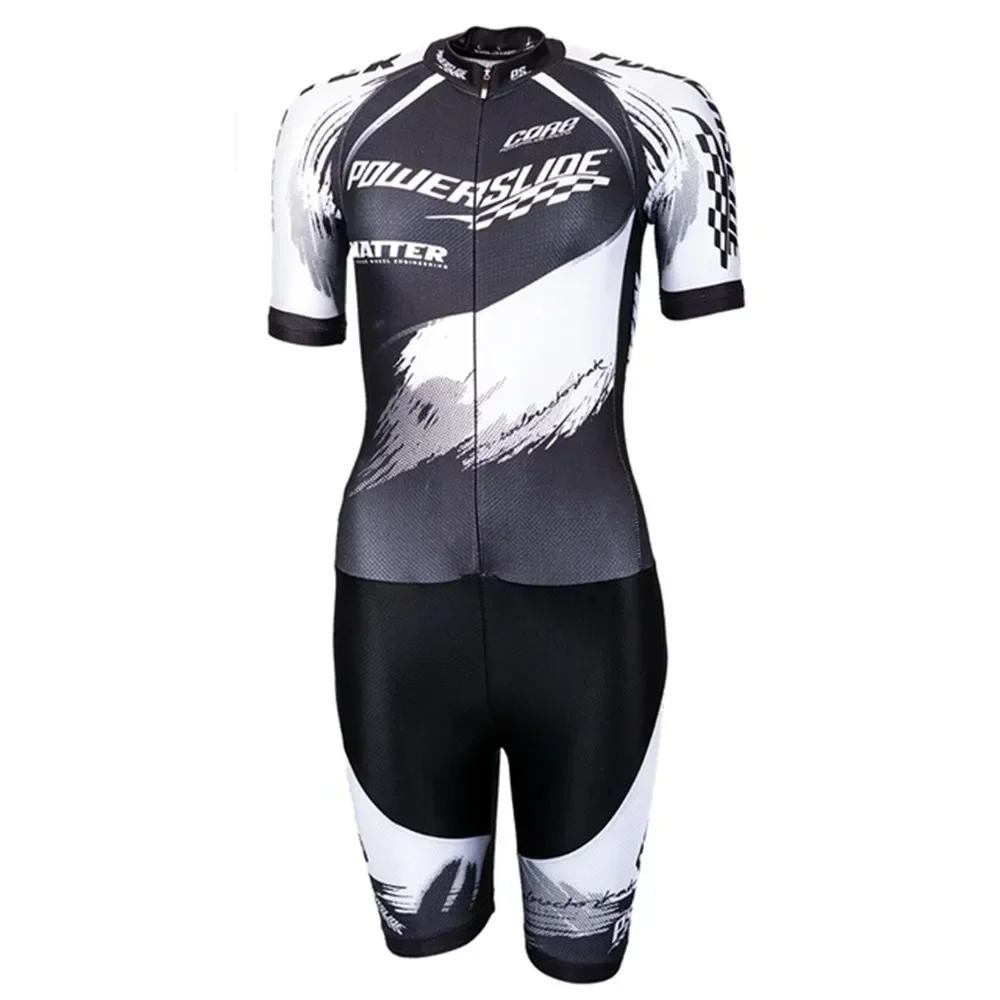

Powerslide Men's Jumpsuit Short Sleeve Inline Roller Skating Speed Skinsuit Ciclismo Ice Skating Race Roller Skating Clothing