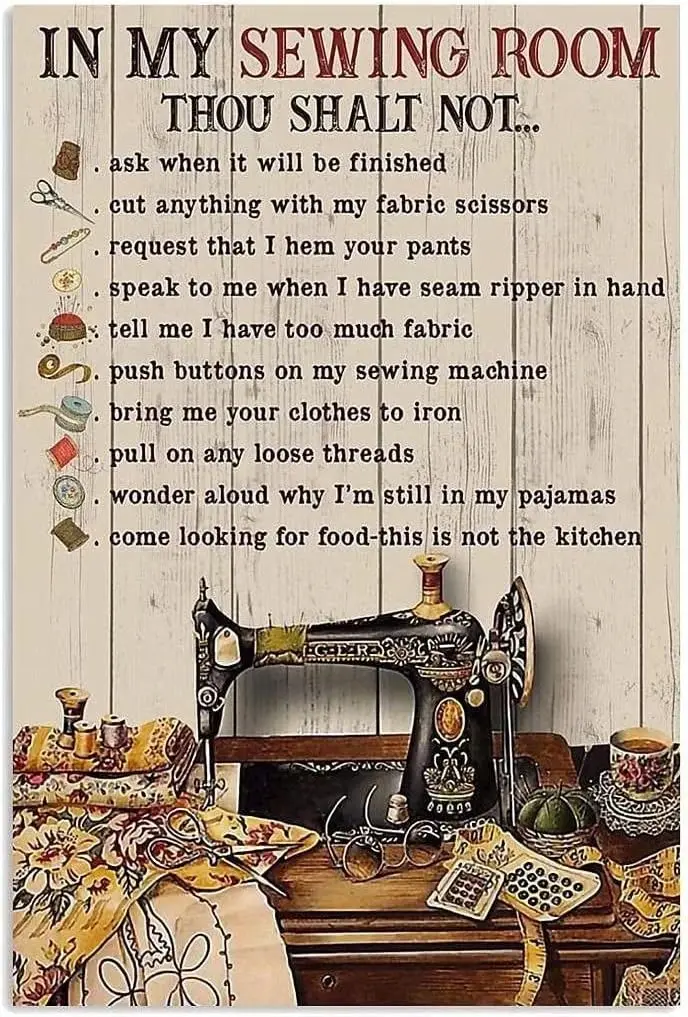 Vintage Tin Sign My Sewing Room Rules Metal Poster Retro Plaque Wall Decor Gift For Garden Men Cave Garage Classroom Librar sign