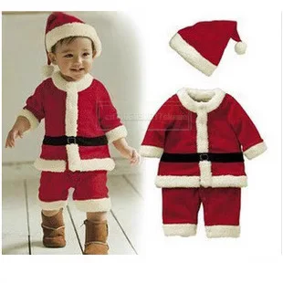 

Christmas Baby Santa Claus Costume Baby Boys Girls 3/4 Sleeve Clothes Toddler Kids Dress Children Clothing for 1-8 years