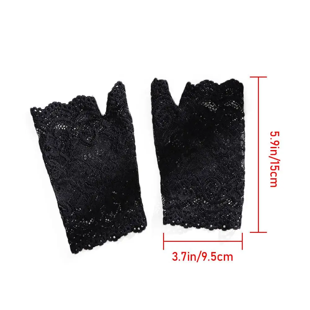 Fashion Half Finger Lace Gloves Women Dance Short Gloves Spring Summer Fingerless Mittens Outdoor Sunscreen Driving Gloves