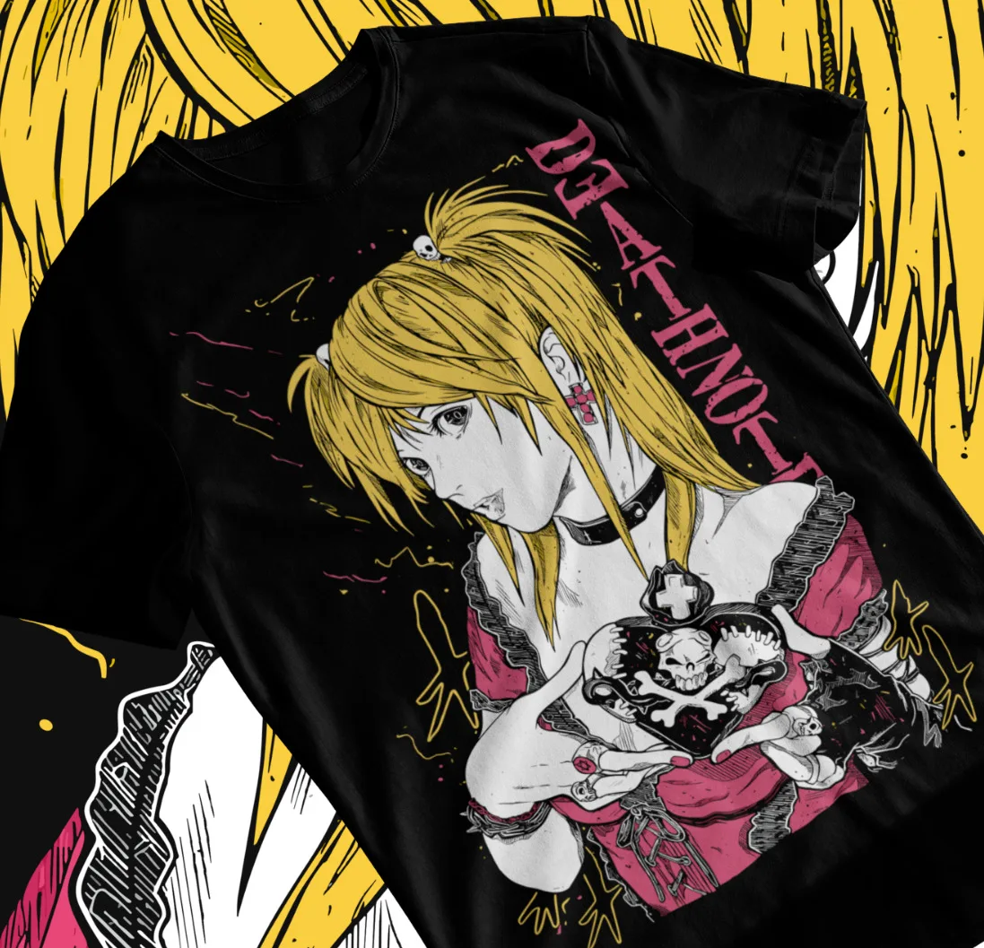 Death Note Misa Amane T- Shirt Manga Anime Black Short Sleeve Shirt Soft Tee