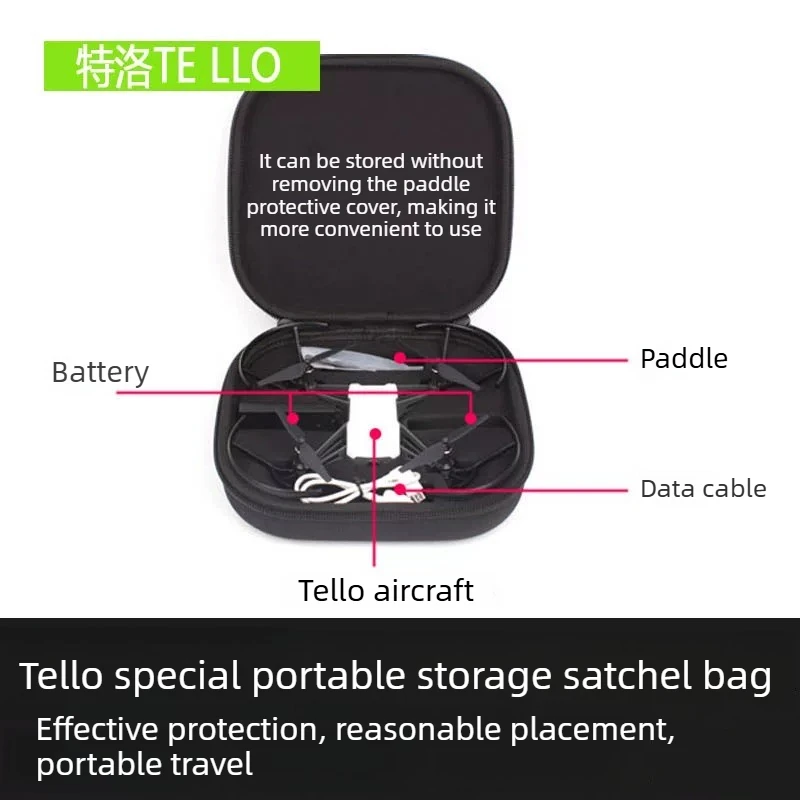 Storage Case for DJI Tello Drone — Portable, Crush-Resistant Hard-Shell Carrying Case & Accessory Holder