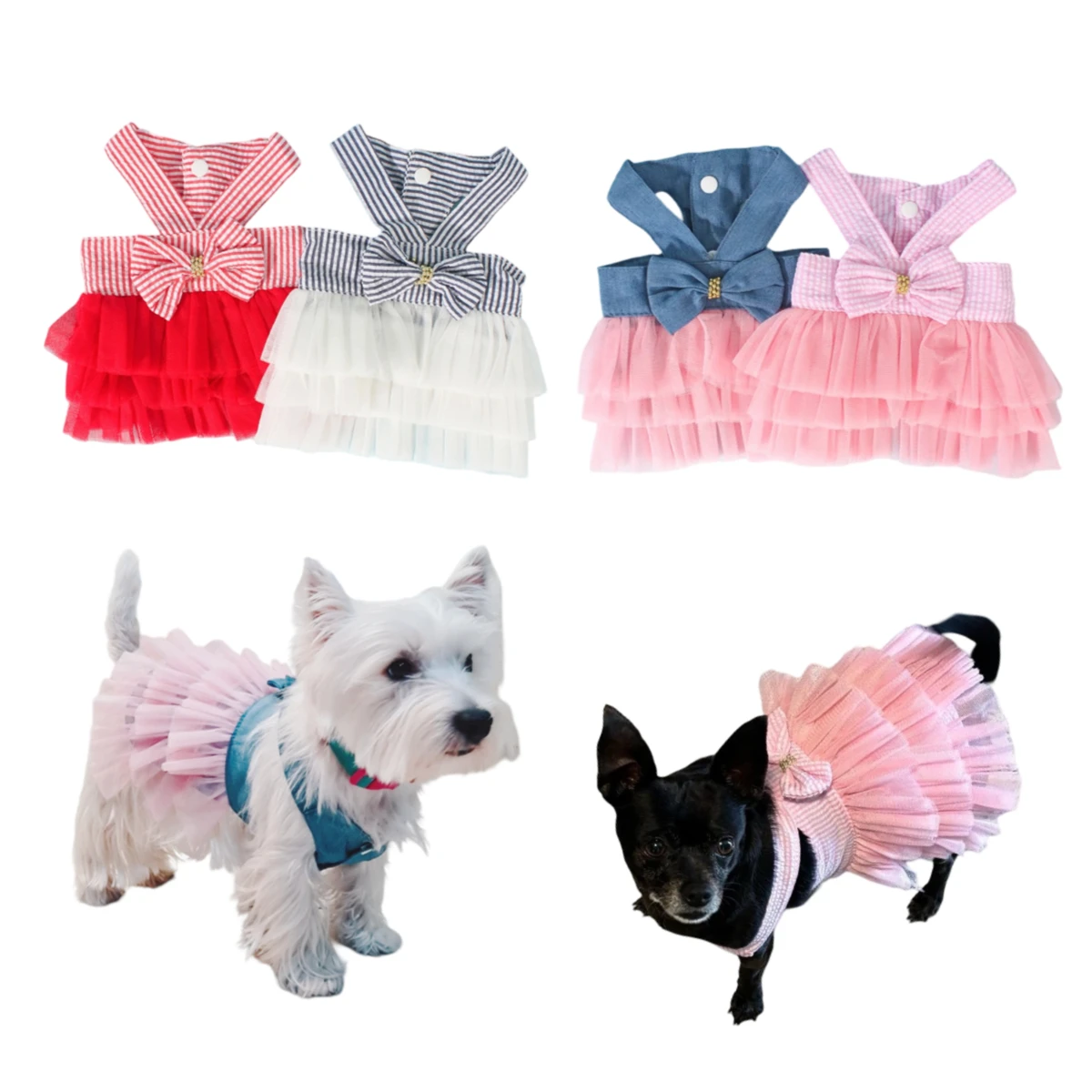 Pet Dog Summer Dress Cat Lace Skirt Pet Clothing Striped Suspender Mesh Skirt Puppy Small  Dog Cat Princess Apparel Pet Clothes