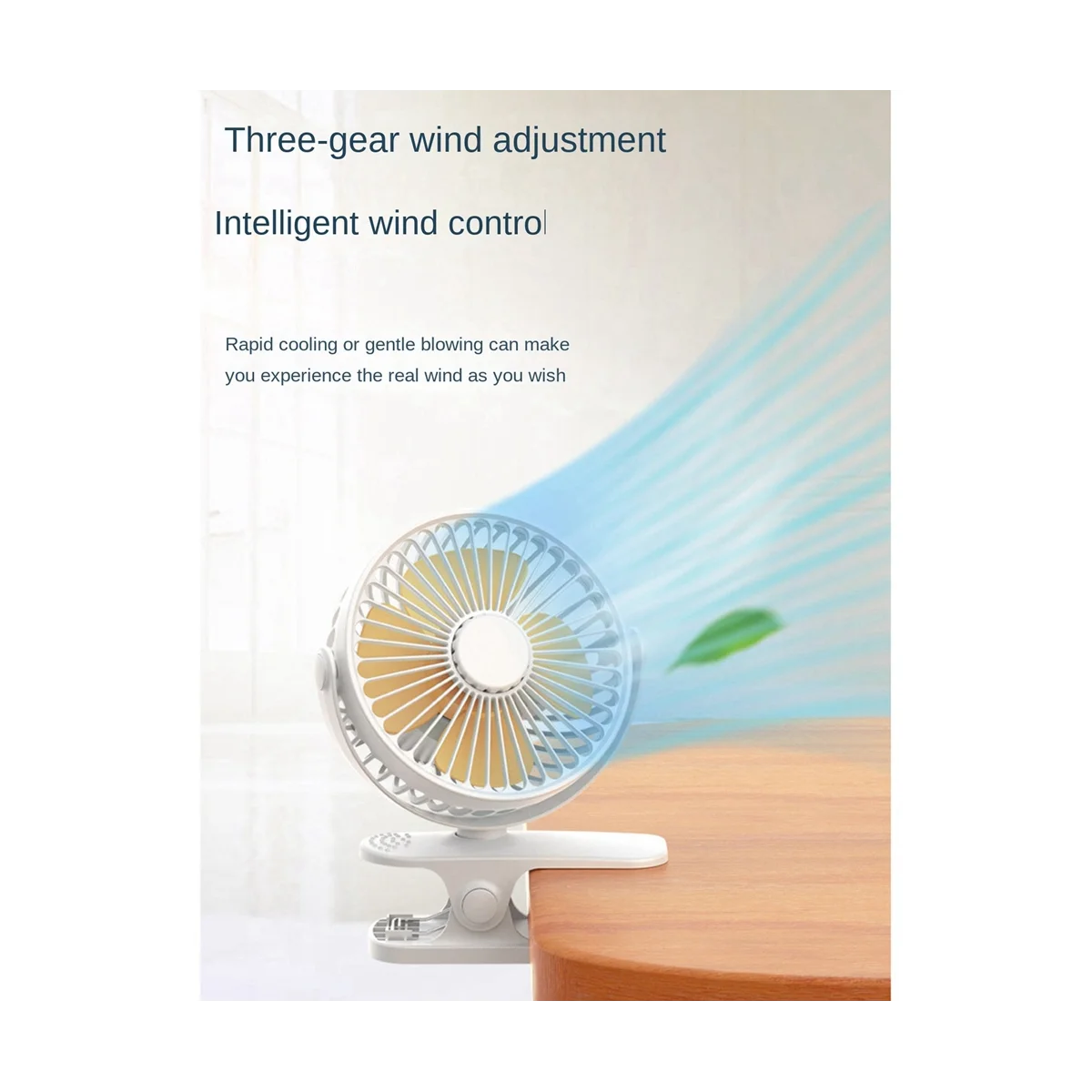 1200Mah Summer Clip-on Fan Portable Automatic Oscillating Head Fan Rechargeable High Wind Power Fan for Student White