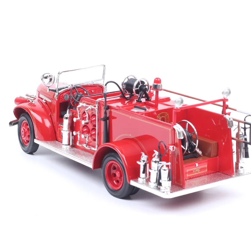 Yat Ming Luxury 1:24 Scale Vintage 1941 GMC Fire Truck Pickup Engine Cab Ladder Metal Die cast model Car Toy Collectibles Red