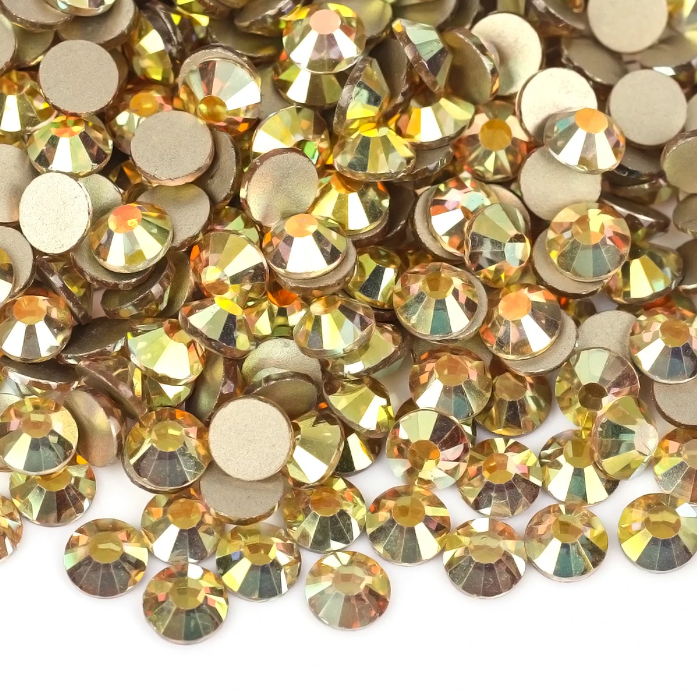 Base de ouro Metal Sunshine SS6-SS30 Ouro Champanhe Não Hot Fix Strass Flatback Vidro Cristal Glitter Strass