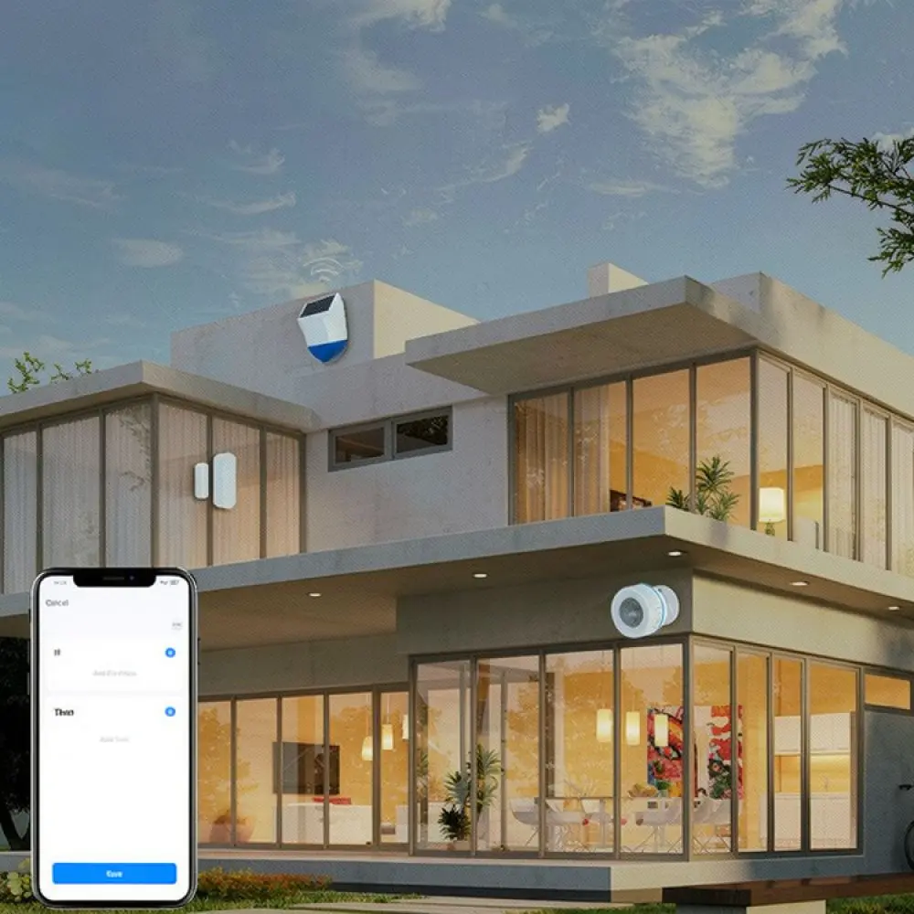 WiFi Zigbee Matter Solar Powered Siren Alarm Outdoor Home Security Strobe Light Wireless Motion Alert Device System