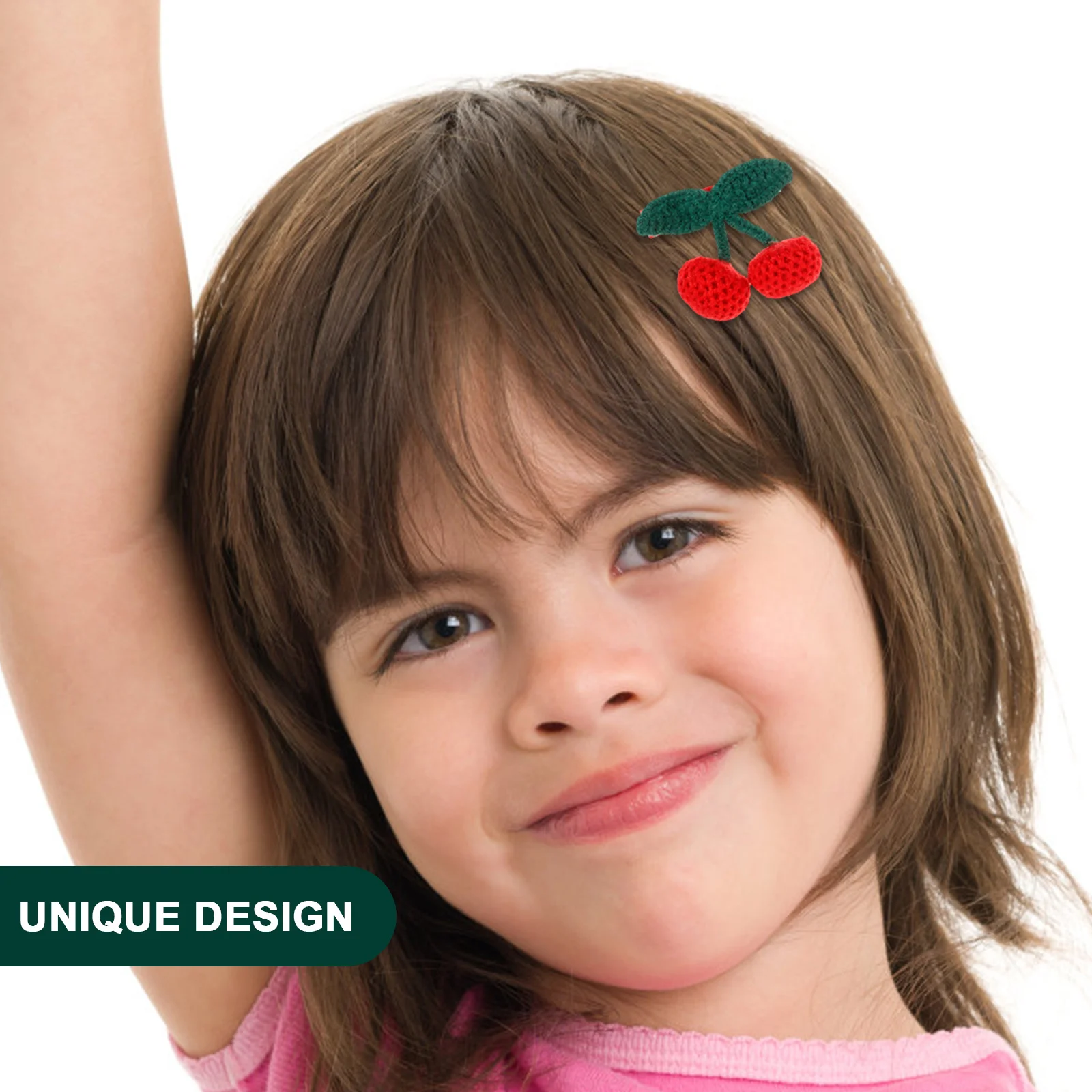 2 قطعة مقاطع شعر الكرز الكروشيه تصميم رائع صغير لفتاة صغيرة تسريحات الشعر مقاطع الشعر الكروشيه الكرز #3