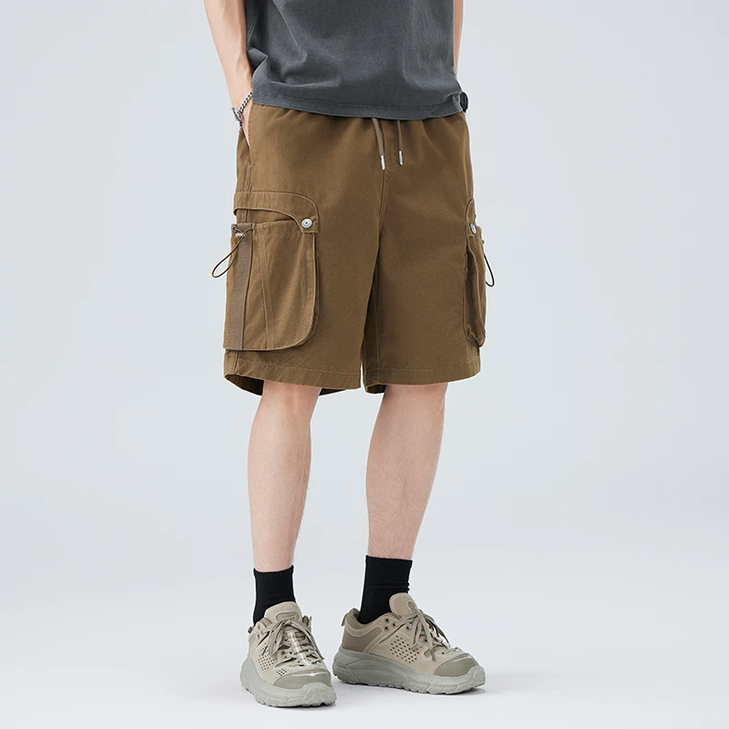 

Summer Streetwear Pure Cotton Shorts Men American High Street Outdoor Breathable Plus Size Loose Casual Sports Shorts Pant