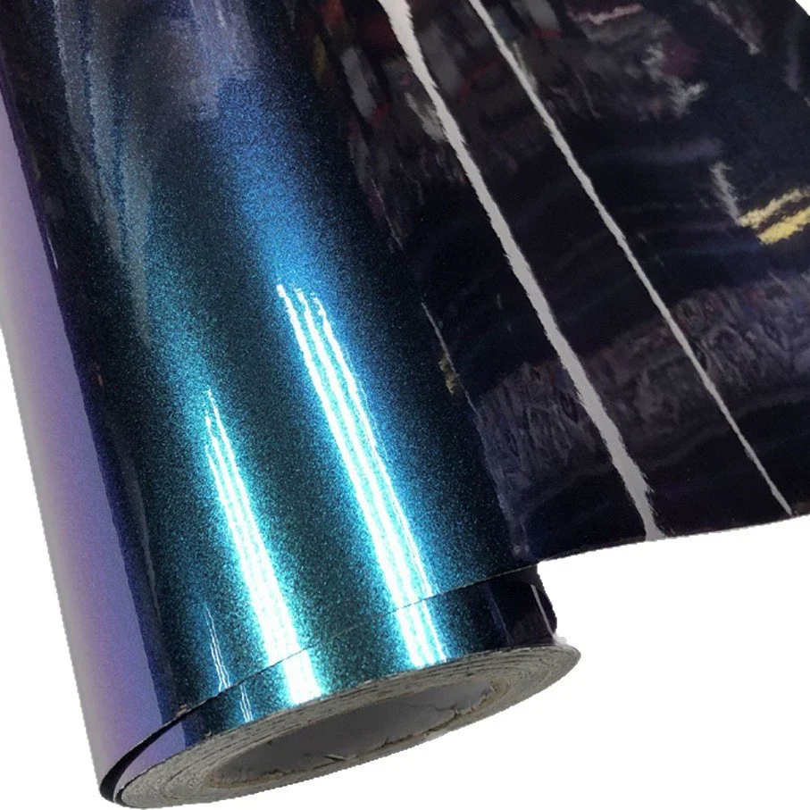 Sparkle Glossy Metallic Pearl Chameleon Purple to Blue Color-Shift Vinyl Wrap Film Roll Self Adhesive Car Decal Sticker Wrapping