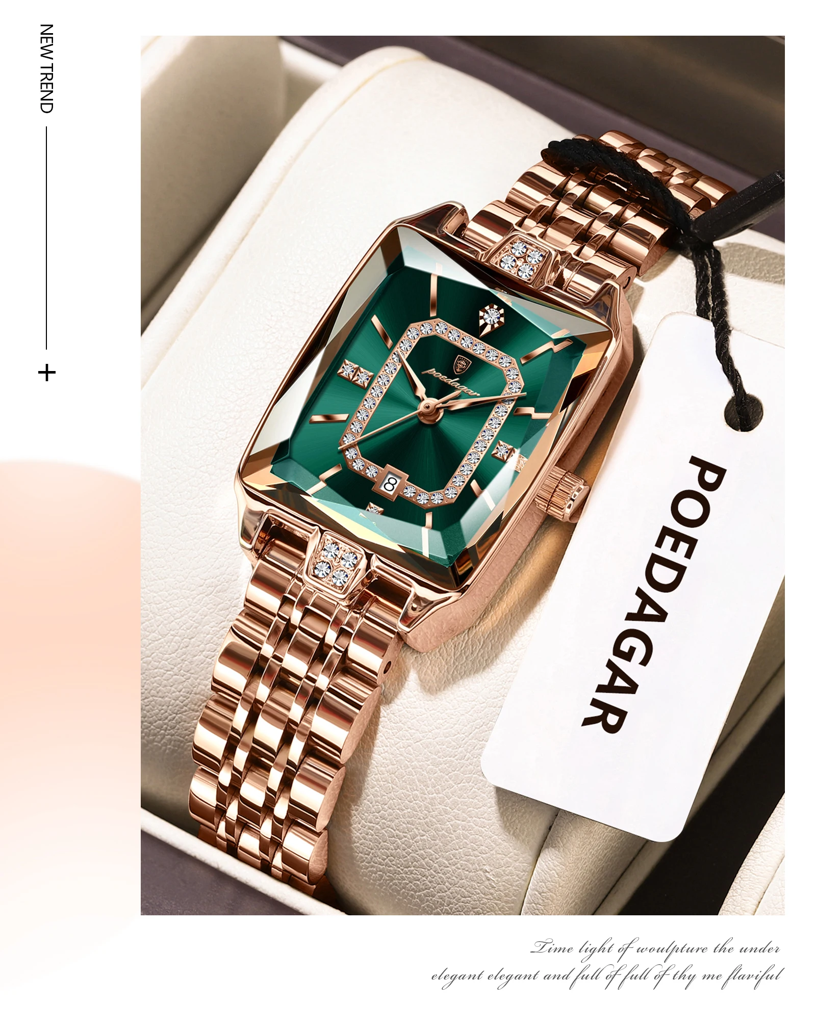 POEDAGAR Luxus Frau Uhr Wasserdicht Datum Hohe Qualität Casual Damen Armbanduhr Edelstahl Quarz Elegante frauen Uhren – Detail 4