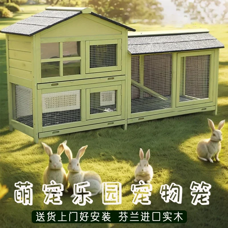 

Outdoor rabbit cage kindergarten special two-story villa warm new cage pet large