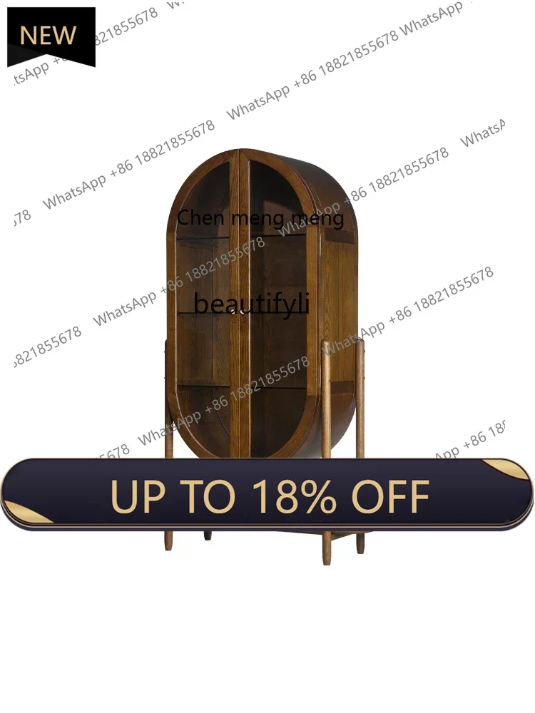 

P178 Autumn and Winter Glass Showcase Modern Minimalist Bed & Breakfast Home Glass Cabinet Solid Wood Wine Cabinet
