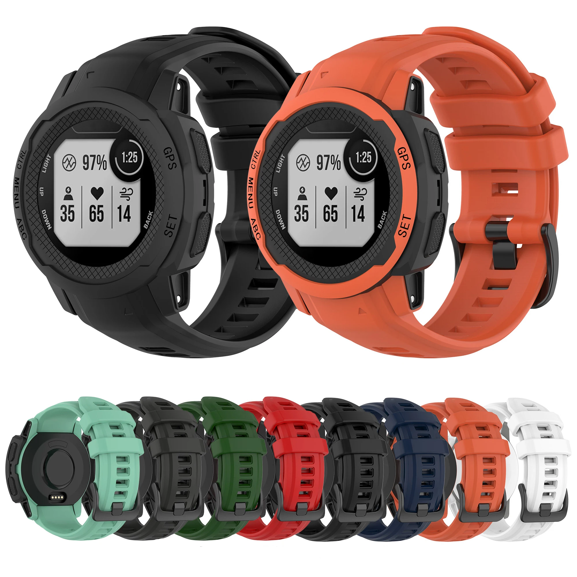 

for Garmin Instinct 2S Silicone Strap Smart Watch Accessories Army Green Navy Blue Orange White