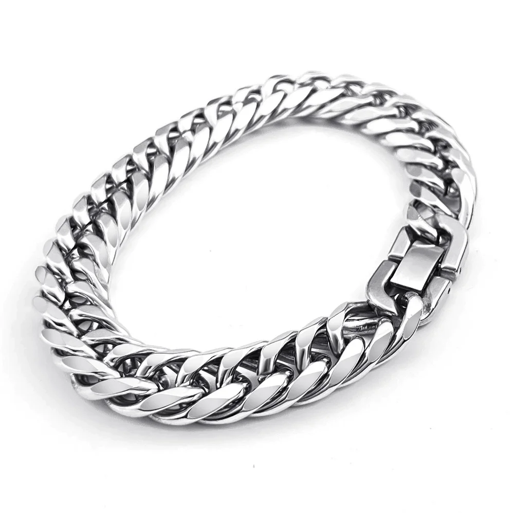 8-14mm 316L Stainless Steel Cuban Chain Bracelet Men Women Curb Bracelet Fashion Punk Hip Hop Rock Bracelet Jewelry Wholesale