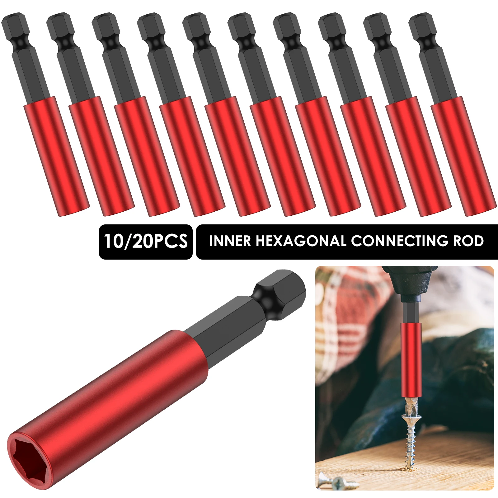 

10/20Pcs Socket Adapter Screw Bit Extension Rod Quick-Change 1/4 Inch Shank Screwdriver Tip Holder For Electrical Wrench Tools