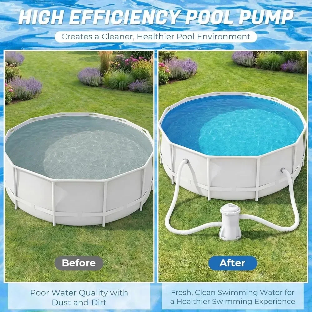 Above Ground Pool Filter Pump Electric Pool Circulating Cleaner Reusable Swimming Pool Filter Device 300 Gallons Pool Filter