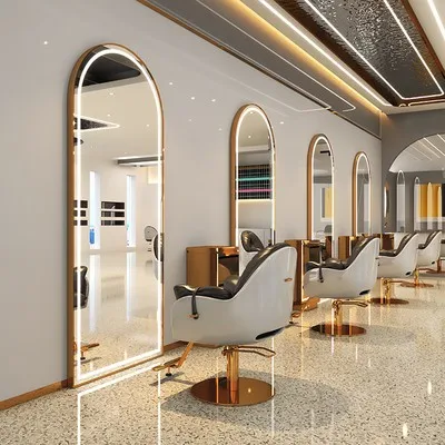 

LUXMARS Modern Luxury Salon Mirror Set LED Light Dressing Furniture Equipment Beauty Salon Mirror For Barber Spa Shop