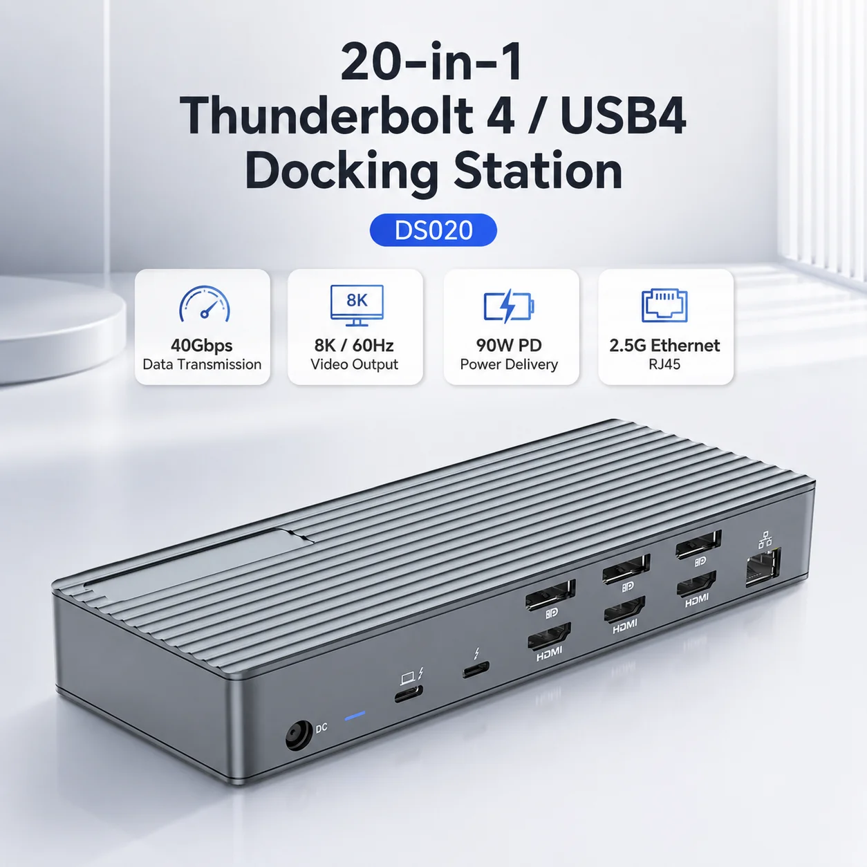 Thunderbolt 4 Docking Station DisplayLink Quad Display 4K 8K USB4 Hub 40Gbps 2.5G Ethernet 90W PD Powered in Stock Book