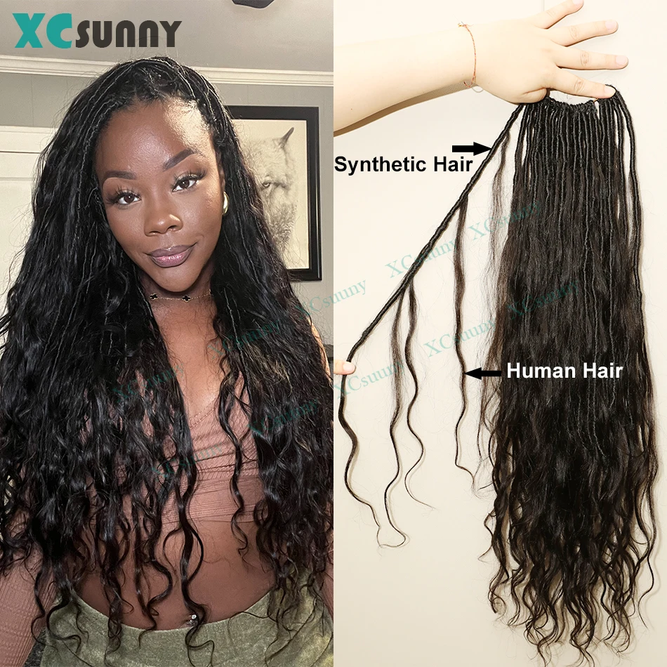 Crochet Boho Locs With Human Hair Curls 30 27 Auburn Goddess Pre Looped Crochet Boho Locs With Body Wave Human Hair Ends