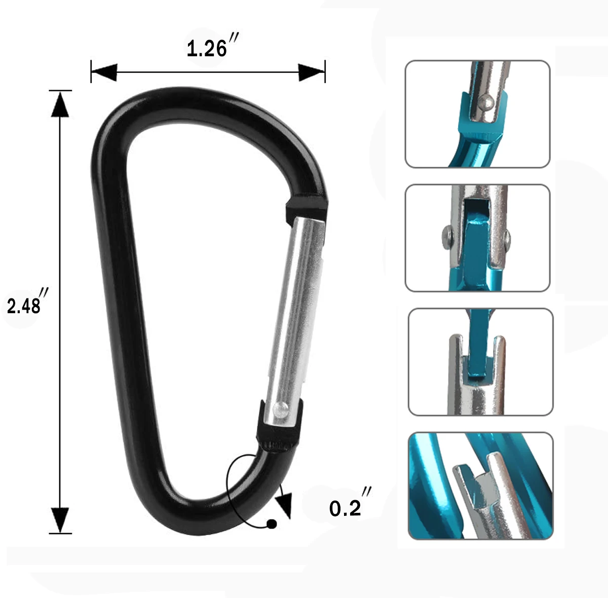 10pcs Outdoor Camping Multi Tool Mountaineering Buckle Steel Small Carabiner Clips Fishing Climbing Acessories 7# Wholesale