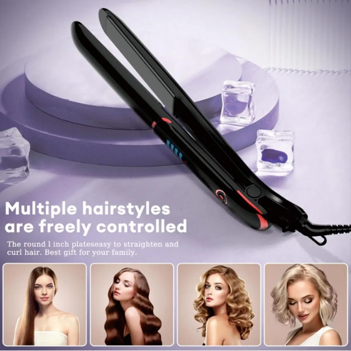 プロ仕様のストレートアイロン、ヘアアイロン、カールアイロン、急速加熱、セラミックコーティング、デジタルコントロール、ヘアストレートナー（eu）