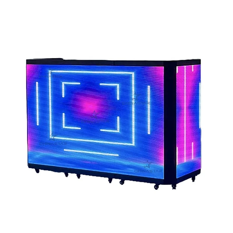 6-Fold Dj Booth Portable Led Video Panel Led Foldable Dj Booth Stage Led Screen for Wedding Disco Events