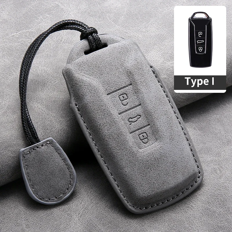 Car Key Cover For VW Volkswagen Touareg 2019 2020 2021 2022 2023 Leather Car Key Case Cover