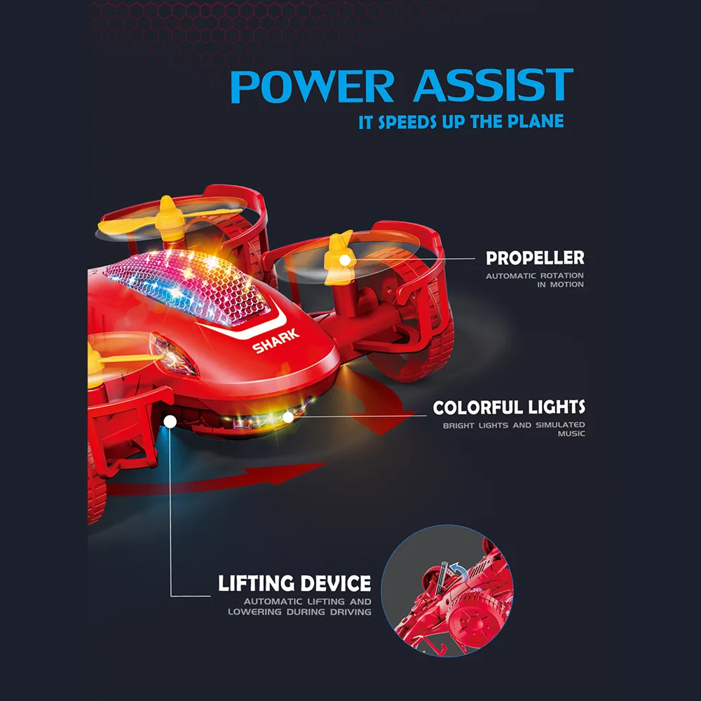 Electric shark toys, drop-resistant electric imitation airplane toys with lights, holiday gifts
