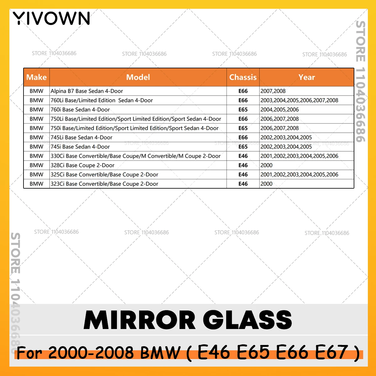 For 2000-2008 BMW 3/7 Series 325Ci 330Ci Coupe 745i 750i 760i (E46 E65 E66 E67) Wide Angle Mirror Glass 51167028427 51167028428