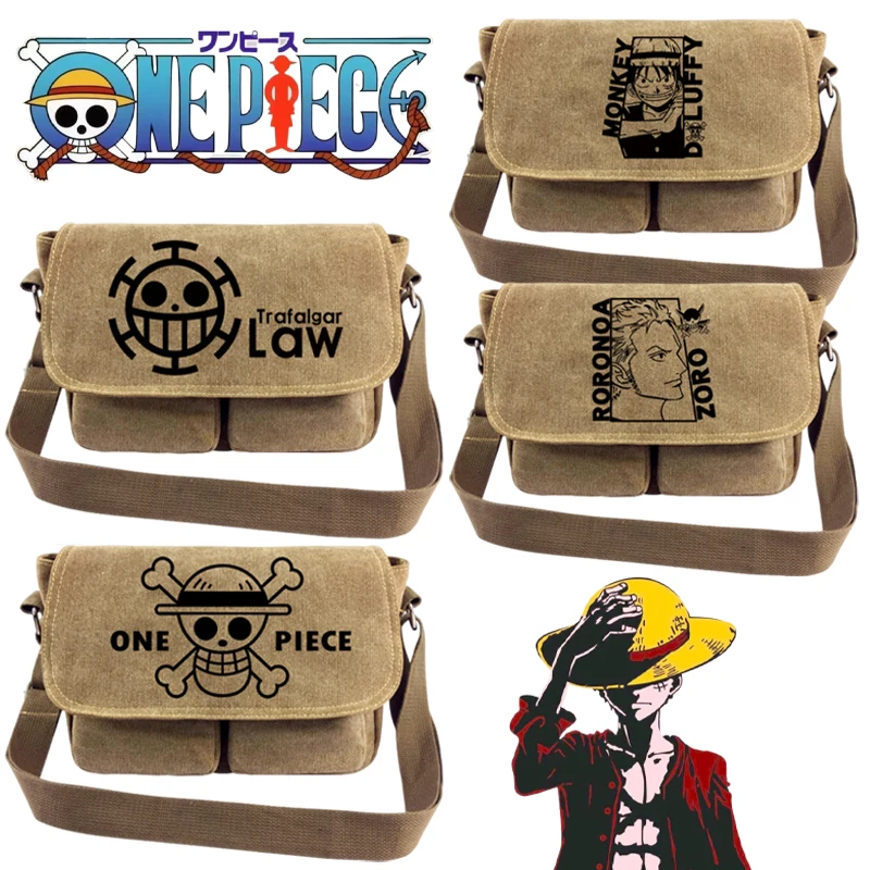 

One Piece Crossbody Bag Luffy Zoro Anime Shoulder Bag Student School Bags Large Capacity Multi Pocket Tote Boys Casual Schoolbag