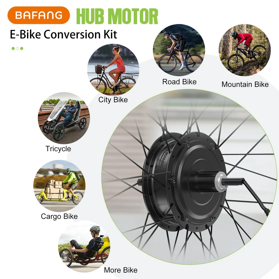 Bafang-電動自転車変換キット,フロントおよびリアハブモーター