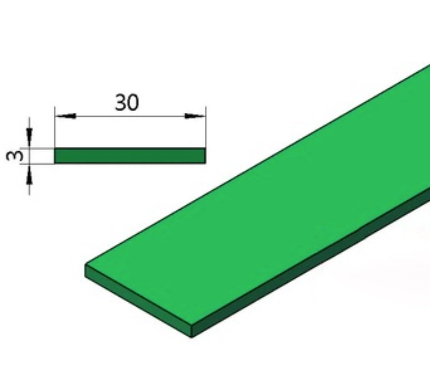 

10Meters 30x3mm PE Wear-Resistant Strip Conveying Machinery Baffle Anti-collision Plastic Plate Plane Cushion Strip Parts