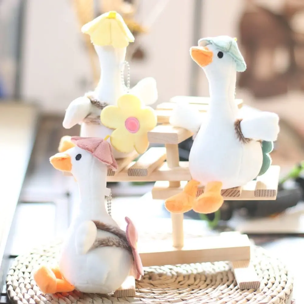 

Creative Flower Big White Goose Key Chain Backpack Charms Korean Style Animal Pendant Cartoon Cartoon Gift