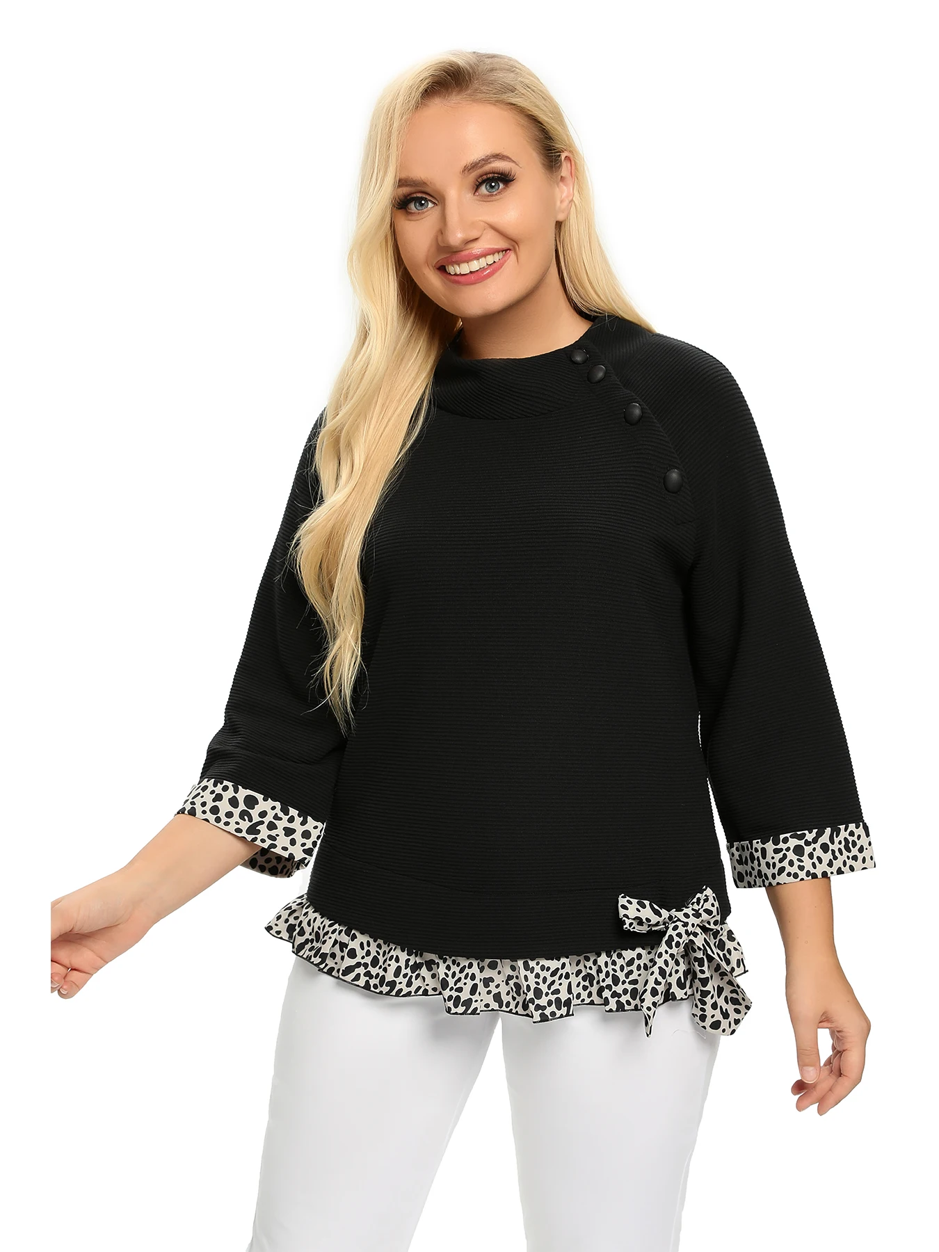 

Женский вязаный модный топ больших размеров на весну и осень