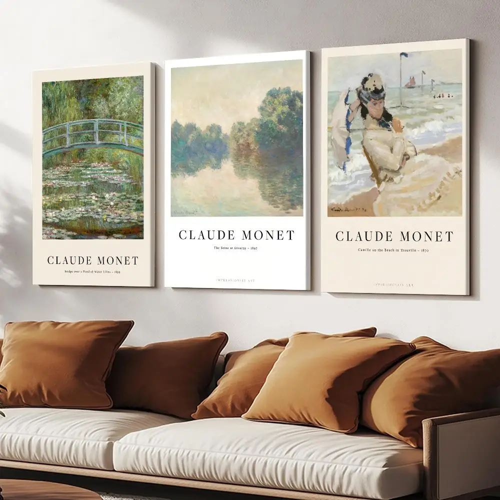 Artist C-Claude Monet Painting Painting Calligraphy Wooden Framed Canvas Poster Wall Art HD Waterproof Print Home Decor