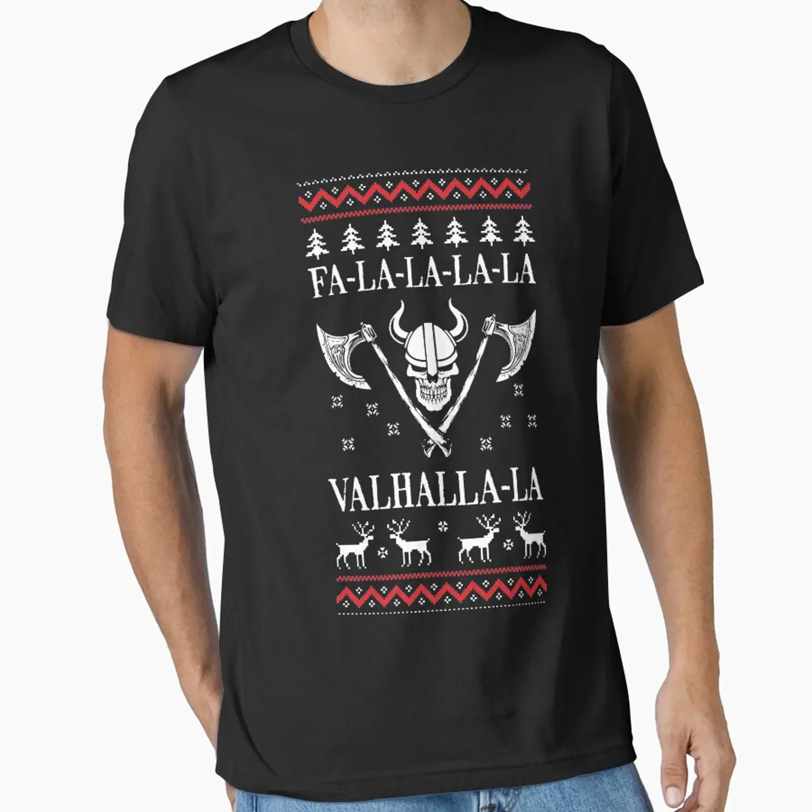 Valhalla Ugly Christmas Sweater Essential T Shirt vintage Washed Slightly Stretched designer clothes Stylish Soft Versatile
