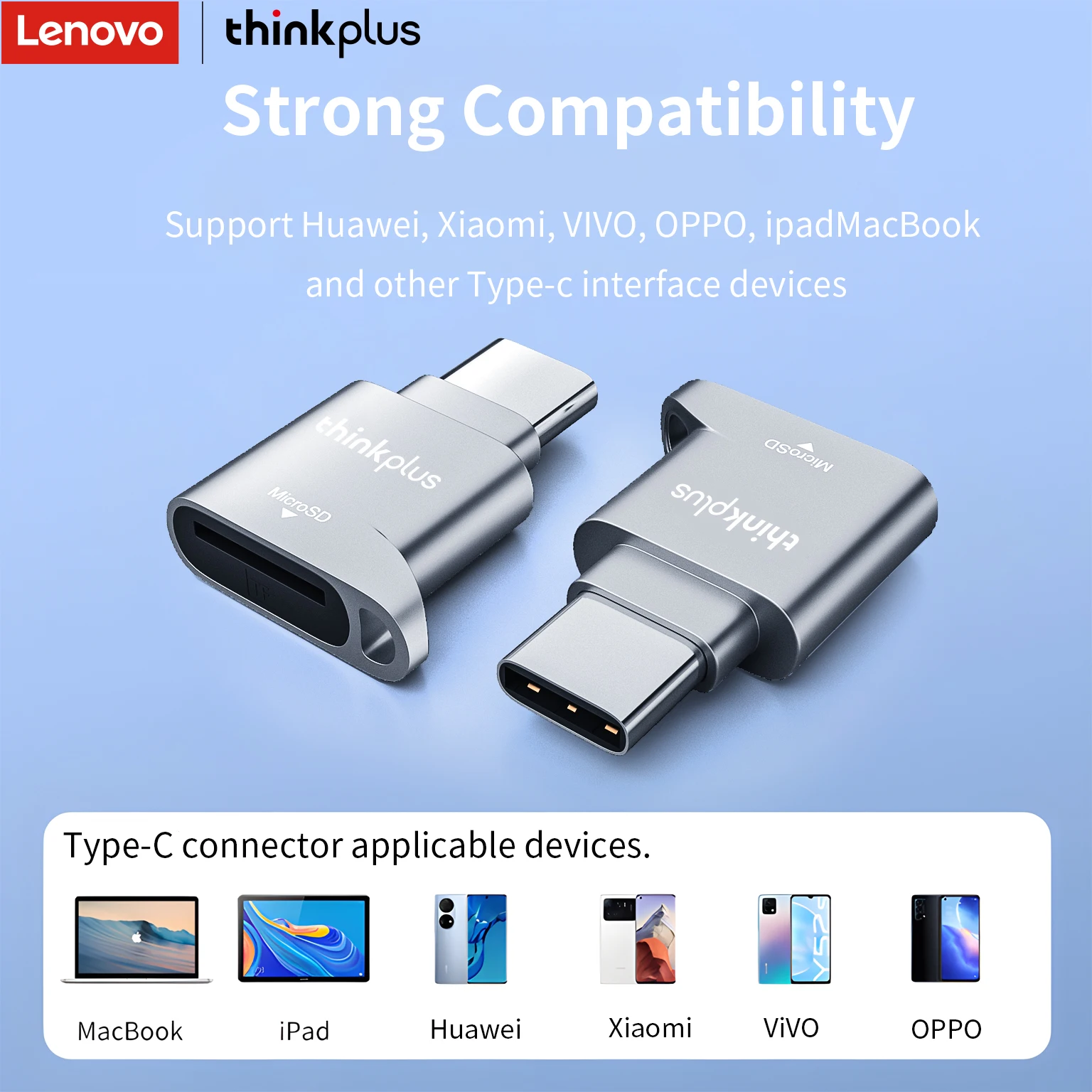قارئ بطاقة Lenovo micro sd ، قارئ بطاقة ذاكرة tf ، متعدد الوظائف من النوع c إلى محول مايكرو بطاقة sd للكمبيوتر المحمول ، ماك بوك