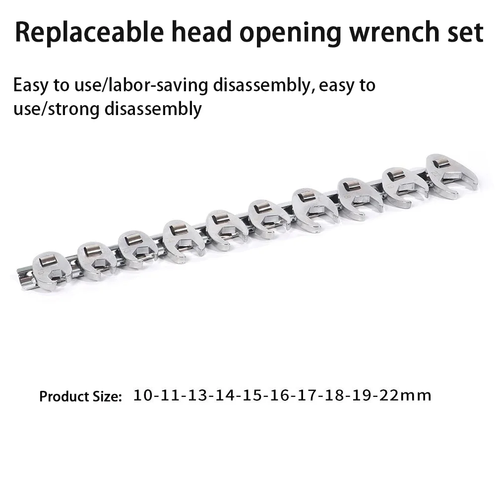 

10 Pcs 3/8 Inch Drive Crow Foot Wrench Set 10 To 22mm Metric Chrome Plated Crowfoot Wrench Hand Tools Crowfoot Wrench Set
