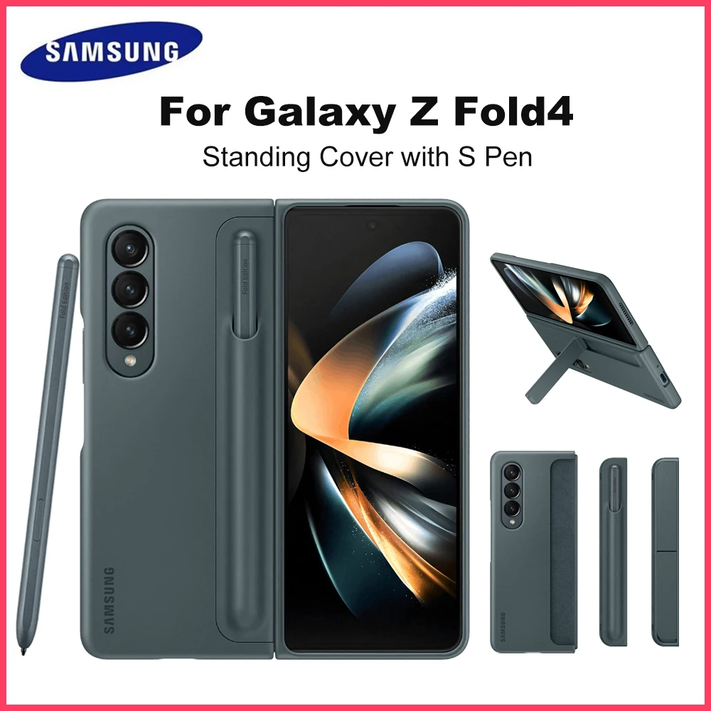 

Original for Samsung Galaxy Z Fold4 Standing Cover with S Pen and S Pen Holder Protective Case Z Fold 4 Standing Cover