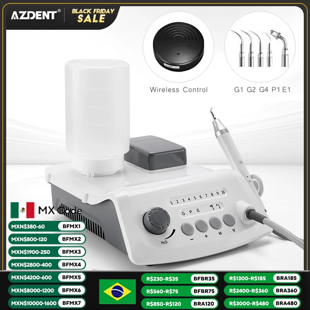 AZDENT Dental LED Wireless Control Ultrasonic Scaler with Detachable Handpiece Auto Water Supply Tooth Cleaner A8 Simple Version